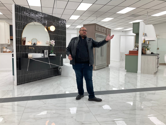CEO Mark Guirguis of Home Masters Intl showroom in Ontario, California hosted Good Morning Ontario Network Event